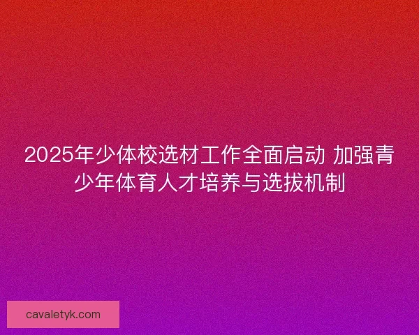 2025年少体校选材工作全面启动 加强青少年体育人才培养与选拔机制 2025年少体校选材工作全面启动 加强青少年体育人才培养与选拔机制