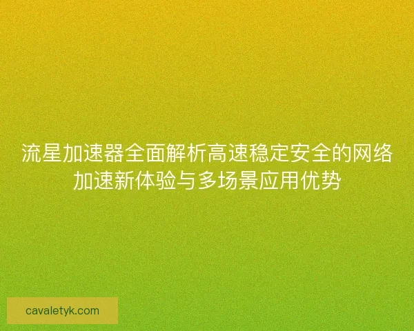 流星加速器全面解析高速稳定安全的网络加速新体验与多场景应用优势