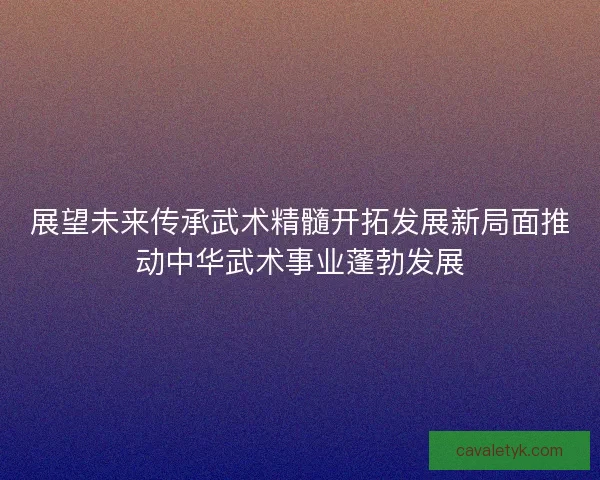 展望未来传承武术精髓开拓发展新局面推动中华武术事业蓬勃发展